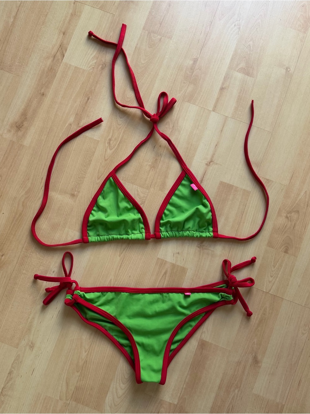 Chynna Dolls Bikini Top & Bottom Set Neon & Red